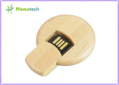 Het ronde Houten USB-flashstation van de vorm echte capaciteit, micro- houten duimaandrijving