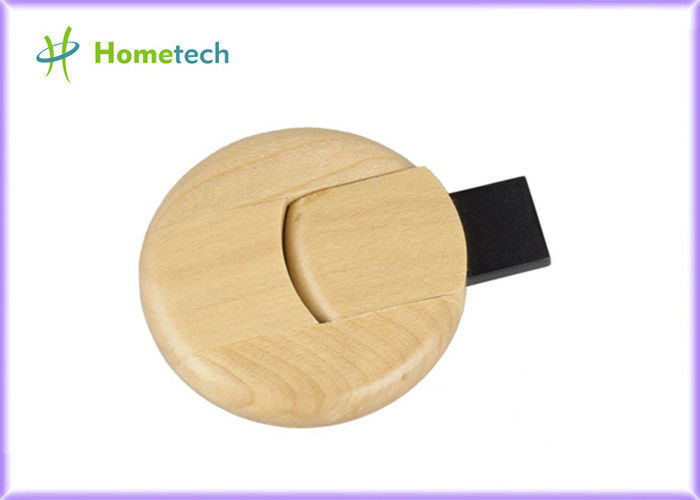 Het ronde Houten USB-flashstation van de vorm echte capaciteit, micro- houten duimaandrijving