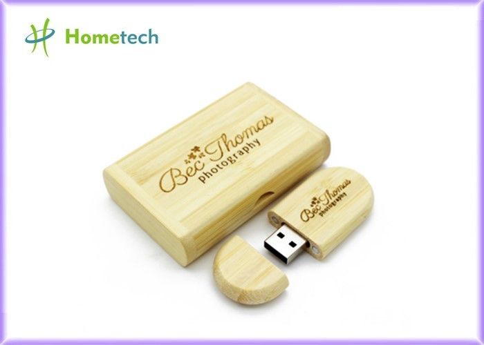 Het Houten USB-flashstation van de fotografiegift, van het Bamboeusb van het Douaneembleem het Geheugenaandrijving
