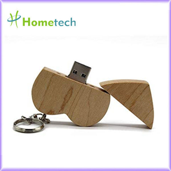 Het milieuvriendelijke houten Hart gaf 5-15MB/S 8GB Company het promotie hete Houten USB-flashstation van giftenwalnu gestalte