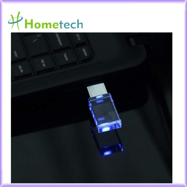 Crystal Usb Flash Drive met Hout leidde het lichte kristal van het de Douaneembleem van 32GB 64GB 128GB usb