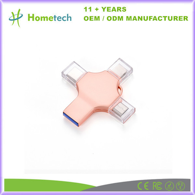 kopen 4 in 1 van de de Flitsaandrijving 8Gb 16Gb 32Gb van Hoge snelheidsotg Usb Telefoon Usb 2,0 3,0 het Type C Pendrive van Geheugenstok 64Gb 128Gb voor Iphone online vervaardiging