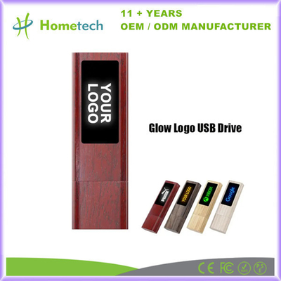 kopen Lichte houten USB-flashdrive met LED-licht houten pen drive USB-geheugenstick 8 GB 16 GB 32 GB 64 GB 128 GB online vervaardiging