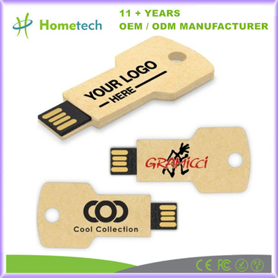 kopen Sleutelvormige herbruikbare papier USB-flashdrive met 8 GB tot 256 GB capaciteit online vervaardiging