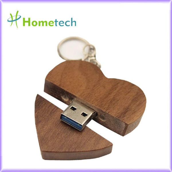 Het milieuvriendelijke houten Hart gaf 5-15MB/S 8GB Company het promotie hete Houten USB-flashstation van giftenwalnu gestalte