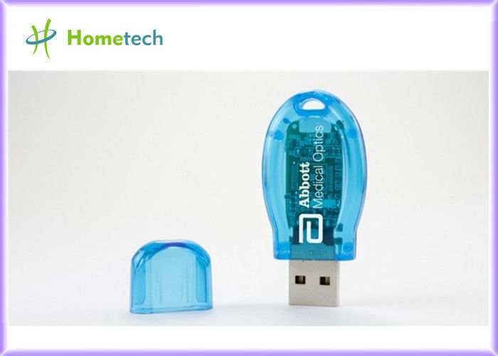 Promotie BLAUWE de flitsaandrijving van KLEUREN transparante plastic USB, USB-stokken