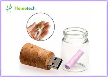 Transparant Houten Glasbericht in een de Flitsaandrijving van Flessenusb 4GB 8GB