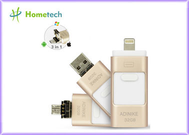 Gouden OTG-het Geheugenstok van het Telefoonmetaal 32GB USB voor IPhone/PC, 1 Jaargarantie