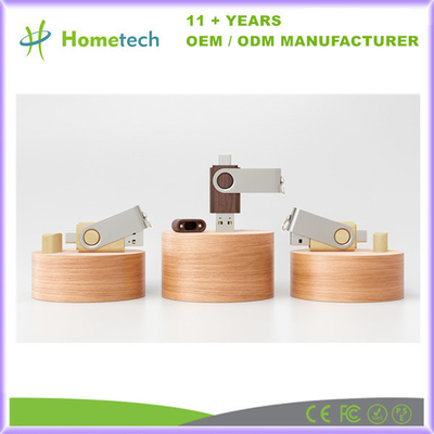 Van de Okkernootesdoorn van het Twister het Houten Bamboe Type C USB 3,0 Pen Drive OTG USB 2,0 Flitsaandrijving