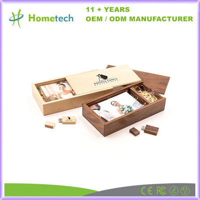 Houten USB-stick voor reclamecadeaus, 16 GB aangepaste rechthoekige USB-flash-geheugensticks