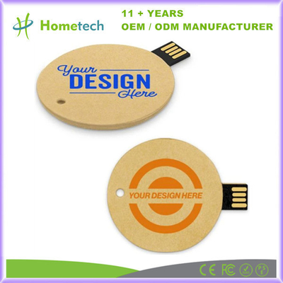 6g ronde kaart USB gemaakt van recyclebaar papier met Windows/Mac OS/Linux compatibiliteit