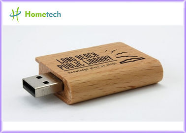 Van het Embleem Promotie Houten USB van de lasergravure de Flitsaandrijving