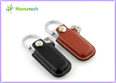 Luxurious Zwarte/Bruine de Flitsschijf van Leerusb 4GB/8GB met Sleutelring