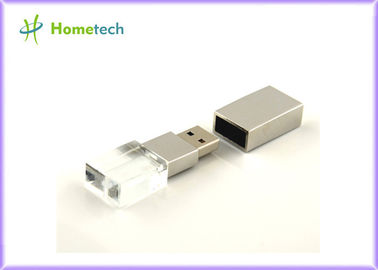 16GB de transparante de Flitsaandrijving van Kristalhart Gestalte gegeven Usb met Geleid Licht binnen yoru eigen embleem engaved